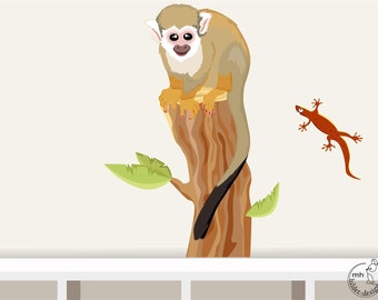 Wall decal "Squirrel monkey & Lizard" from World animal Series Baby nursery