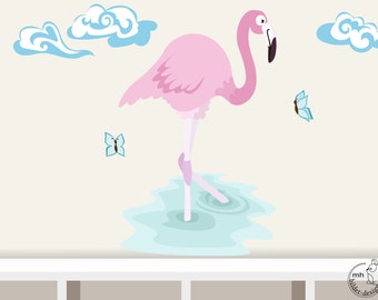 Wandtattoo "Flamingo" Welttiere Serie  Wandsticker Babyzimmer Kinderzimmer Baby Kinder