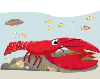 Wall decal "lobster" marine life sea underwater