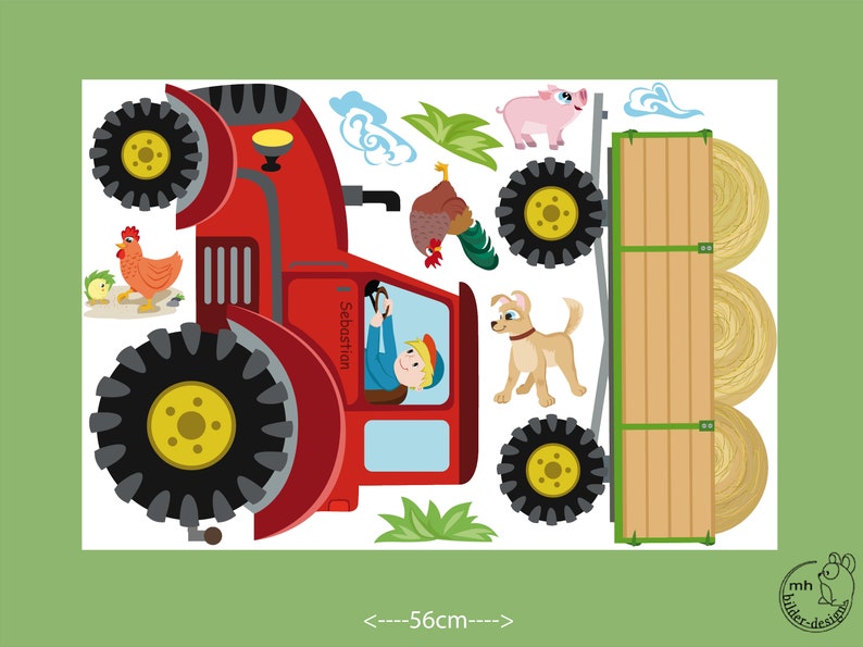 Wall Decal Tractor trailer MIDI nursery Baby Room Wall Stickers Wall Decals farmer farm image 2
