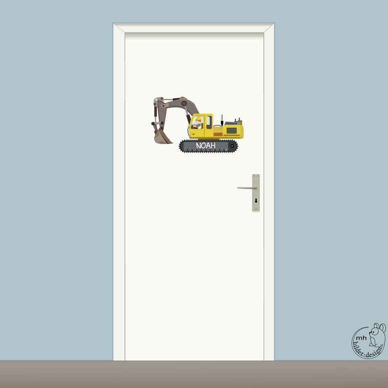 Wall decal excavator door sign Construction Site, Construction door sign customization image 3