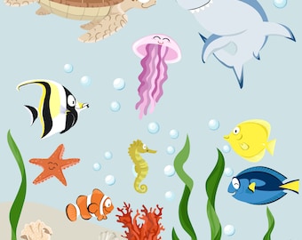 Wall decal "Aquarium II." Baby nursery underwater