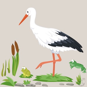 Wall sticker "Stork" frog children's room wall sticker wall sticker for children forest animals