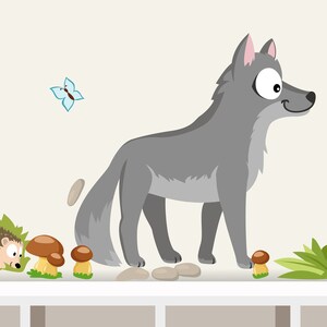 Wall sticker wolf with hedgehog