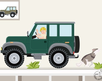 Wall decal "Road vehicle" forest nursery ranger children room
