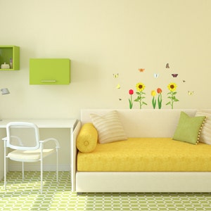 Wall Decal Flowers, butterflies, bee nursery baby children's room decorations for wall sticker image 4