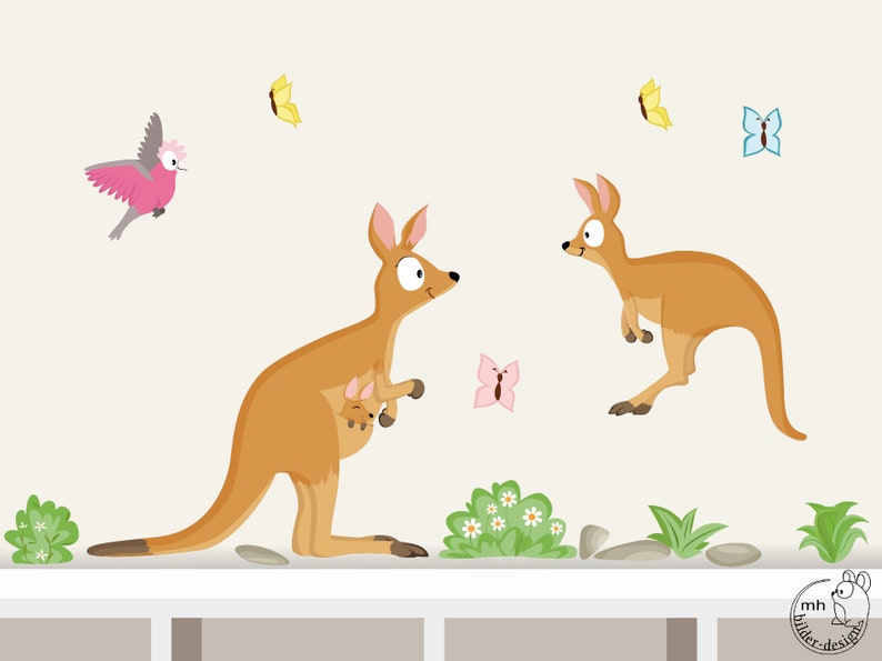 Wall Decal Kangaroo SET Big Baby Room Nursery Wall Sticker Australia image 1