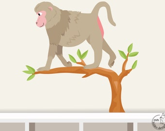 Wall decal "baboon on branch" from World animal Series Baby nursery