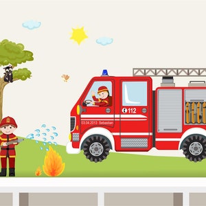 Wall sticker &quot;Fire Brigade Set XL&quot; customizable fire brigade name boy children&#39;s room wall sticker wall sticker