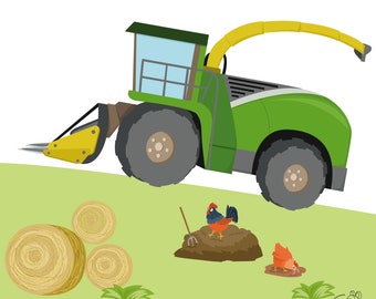 Wall Decal "harvester" agriculture agricultural machines nursery Baby Room Wall Stickers Wall Decals farmer