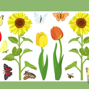 Wall Decal Flowers, butterflies, bee nursery baby children's room decorations for wall sticker image 2