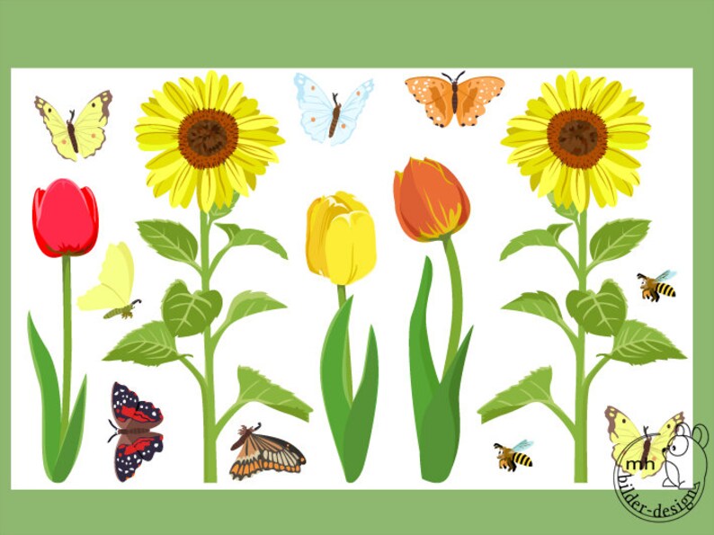 Wall Decal Flowers, butterflies, bee nursery baby children's room decorations for wall sticker image 2