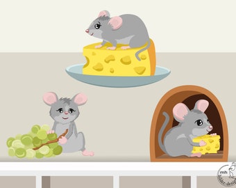 Wall decal "mice set" mouse nursery cute