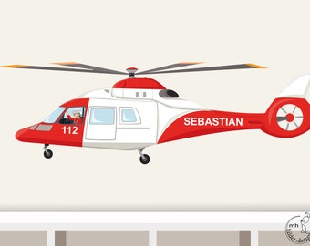 Wall decal "rescue helicopter" customization helicopter