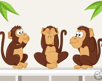 Wall decal three wise monkeys