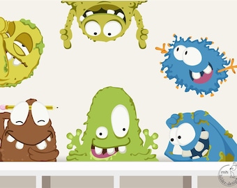Tatuaje de pared "Monster Set" para habitación infantil, decoración infantil, decoración de pared, vinilo pared, vinilo pared, niño monstruo