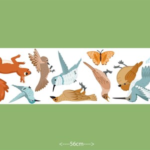 Wall Decal SET 7 Birds with squirrel wall sticker with color choice for nursery baby children's room decorations image 2