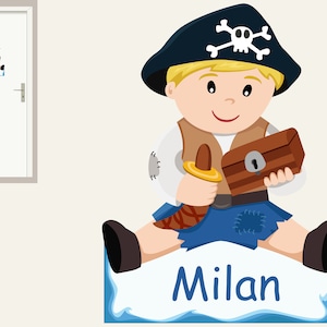 Wandtattoo &quot;Pirat&quot; Türschild personalisierbar mit Namen  Namensschild Name Tür Junge Kinderzimmer Wandaufkleber Wandsticker