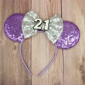 21st Minnie Mouse Ears, Passen Sie Ohr und Bogenfarbe an, Geburtstagsohren