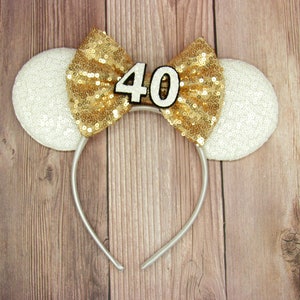 40. Geburtstag Minnie Maus Ohren, passen Ohr und Schleife Farbe, Geburtstag Ohren