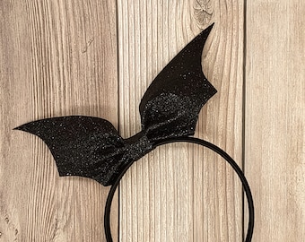 Halloween black bat bow headband, Halloween spooky season, Disney Boo Bash, Bat headband, Hair accessory