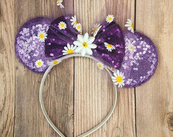 Daisy Duck mouse ears, Disney Friends, Purple Minnie Mouse ears