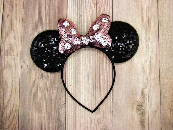 Light Up Minnie Mouse Ears Black and Pink Sequin Headband DIY Light Up Minnie Mouse Ears - No Sew DIY Disney Ears - AB  main image 4