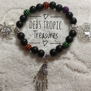 Halloween Spooky Charm Bead Bracelet Halloween Stretch Elastic 10mm Beads Bracelet Jewelry