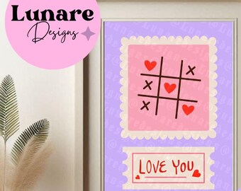 Valentines' Love You Digital Print | Cute Art | Pastel Home Decor | Pink Art | Romantic Art | Love Aesthetic | Love Poster