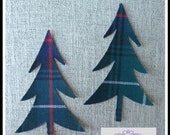 Wonky Trees Applique Patch in Green Tartan Plaid Wool Fabric. They are Cut Out Iron On Sew On. Use for Embellishment Decoration Ornaments Il_170x135