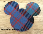 Mickey Mouse Head Applique Patch, Green Blue Tartan, Buffalo Plaid Check Wool Fabric, Cut Out Iron On Sew On use as Embellishment Decoration Il_170x135