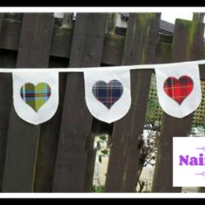 Wedding Bunting Tartan Bunting. Handmade Retro Style Tartan Heart Garland. Appliqued Fabric Birthday Banner. Photo Prop Party Decoration image 4