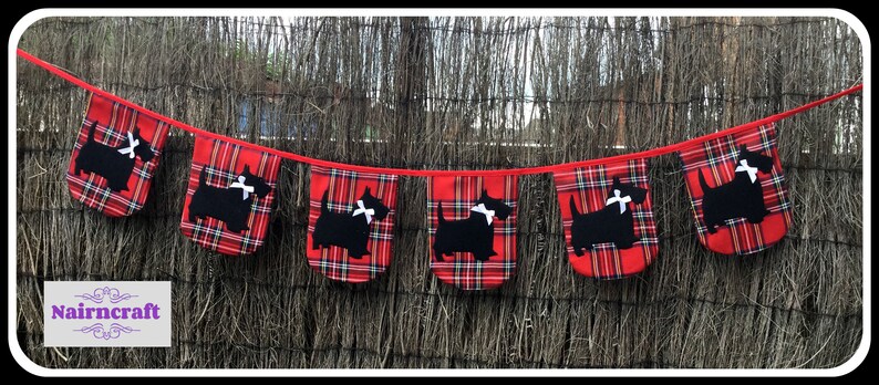 Tartan Bunting Scottie Bunting Wedding Bunting Royal Stewart Tartan uses Mantle Banner Photo Prop Party Bunting or Bedroom Decoration