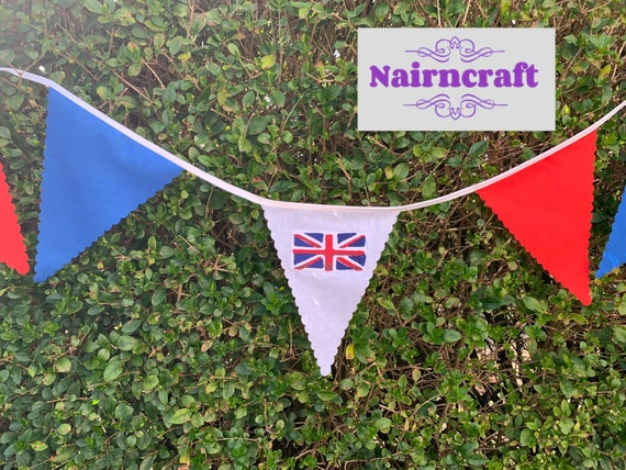 Unique Red, White and Blue Bunting Garland Queen British Tea Party Garden Party Street Party London Party Décor Union Jack on White Il_570xn