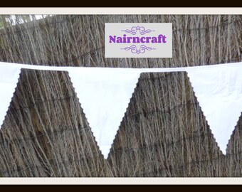 Handmade Cotton Bunting Banner: White, Cream, Ivory Scalloped Flags – Scottish Wedding, Nursery Decor