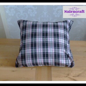 Tartan Pillow Farmhouse Pillow Cover in Black and Pink Tartan Plaid use as Cabin Decor image 4