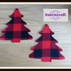 Buffalo Plaid Fir Tree Applique Patch in Red Lumberjack Flannel Cotton Flannel Fabric. Cut Out Iron On or Sew On Embellishment Decoration image 4