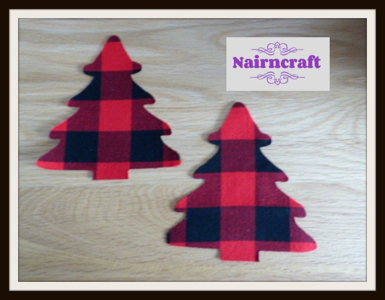 Buffalo Plaid Fir Tree Applique Patch in Red Lumberjack Flannel Cotton Flannel Fabric. Cut Out Iron On or Sew On Embellishment Decoration image 4