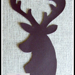 Brown Marine Vinyl Stag Head Appliqué: Iron-On or Sew-On Embellishment (8"x4.25")
