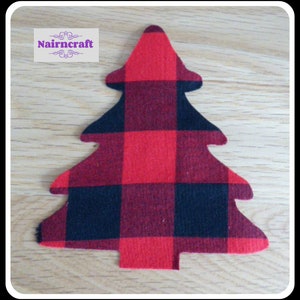 Buffalo Plaid Fir Tree Applique Patch in Red Lumberjack Flannel Cotton Flannel Fabric. Cut Out Iron On or Sew On Embellishment Decoration image 6