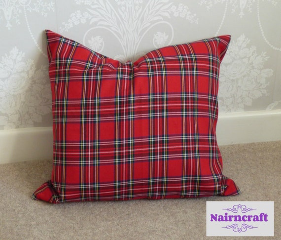 Tartan Pillow Farmhouse Pillow Cover in Red Royal Stewart Tartan Plaid use as Christmas Decor Il_570xn