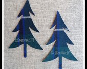 Wonky Trees Applique Patch in Green Tartan Plaid Wool Fabric. They are Cut Out Iron On Sew On. Use for Embellishment Decoration Ornaments Il_170x135
