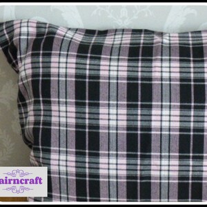 Tartan Pillow Farmhouse Pillow Cover in Black and Pink Tartan Plaid use as Cabin Decor image 2