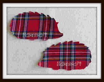 Hedgehog Applique Patches. Made Red Stewart Tartan Wool Fabric. They Are Cut Out Iron On Sew On Embellishment Decoration