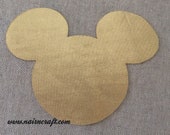 Mickey Mouse Head Applique Patch, Gold Fabric Cut Out Iron On or Sew On Motif Embellishment Decoration Il_170x135