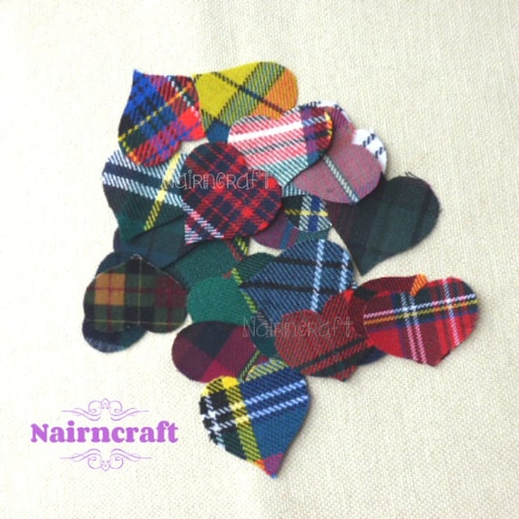 Tartan Plaid Heart Applique Patches you get 20 pieces of Cut Out Multi Coloured Sew On Heart Embellishments Il_570xn