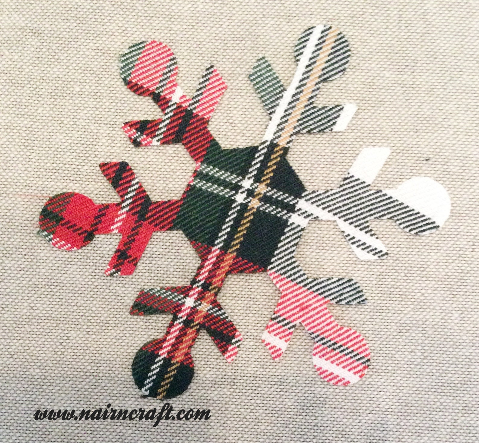 Custom Made Snowflake Applique Patches. Dress Stewart Tartan Plaid