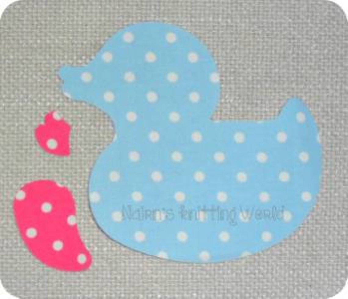 Duck Applique Patch in Blue & White Spotted Cotton Fabric. Cut Out Iron