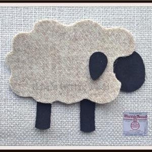 Beige Harris Tweed Sheep Applique Patch, Ready Cut Iron On Motif