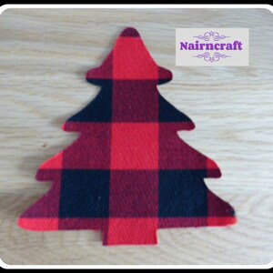 Buffalo Plaid Fir Tree Applique Patch in Red Lumberjack Flannel Cotton Flannel Fabric. Cut Out Iron On or Sew On Embellishment Decoration image 5